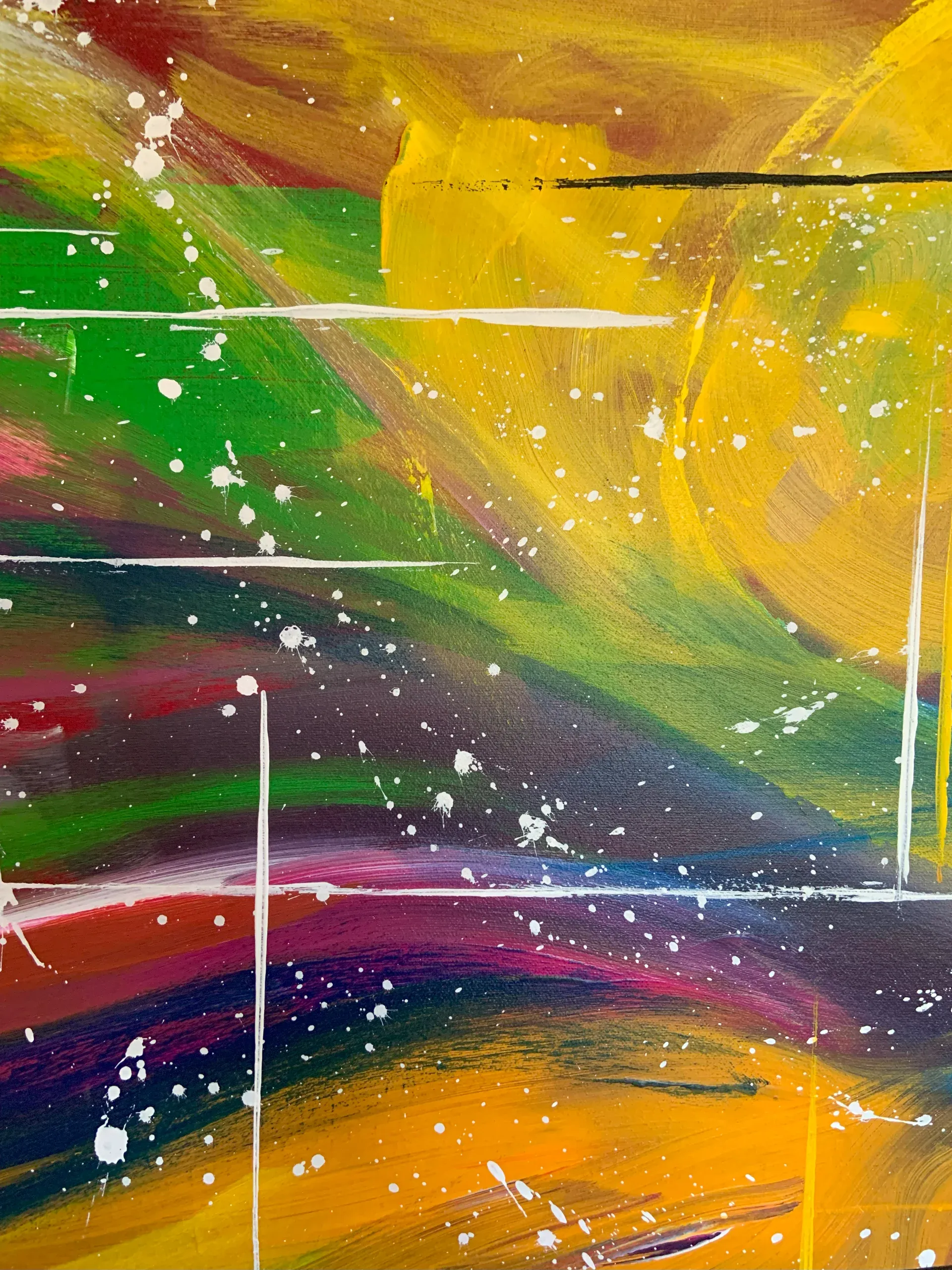 Skurril, Acryl auf Leinwand, 210 × 100 × 1.6 cm, Detailaufnahme