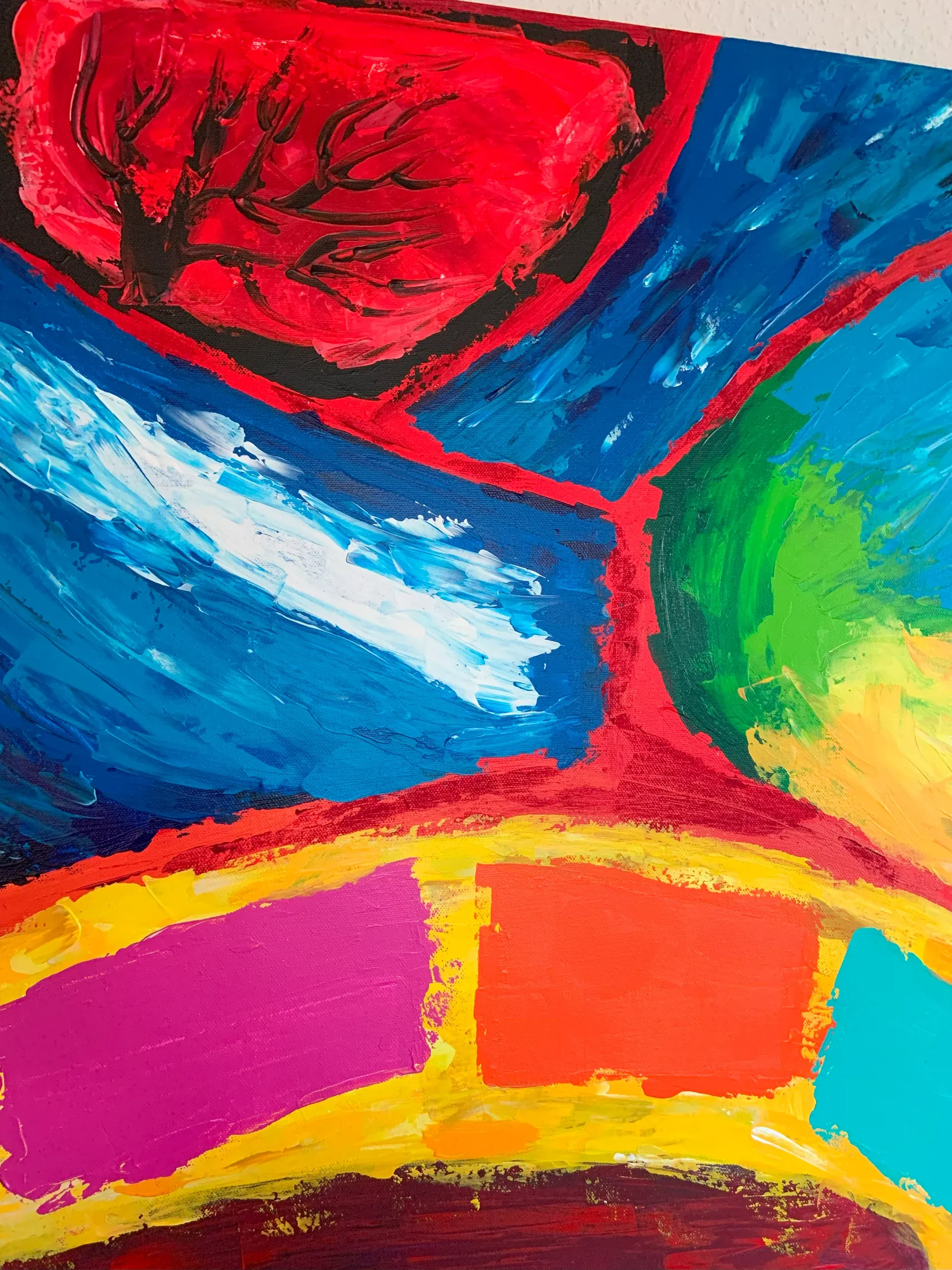 Frühling, Acryl auf Leinwand, 100 × 70 × 1.6 cm, Detailaufnahme