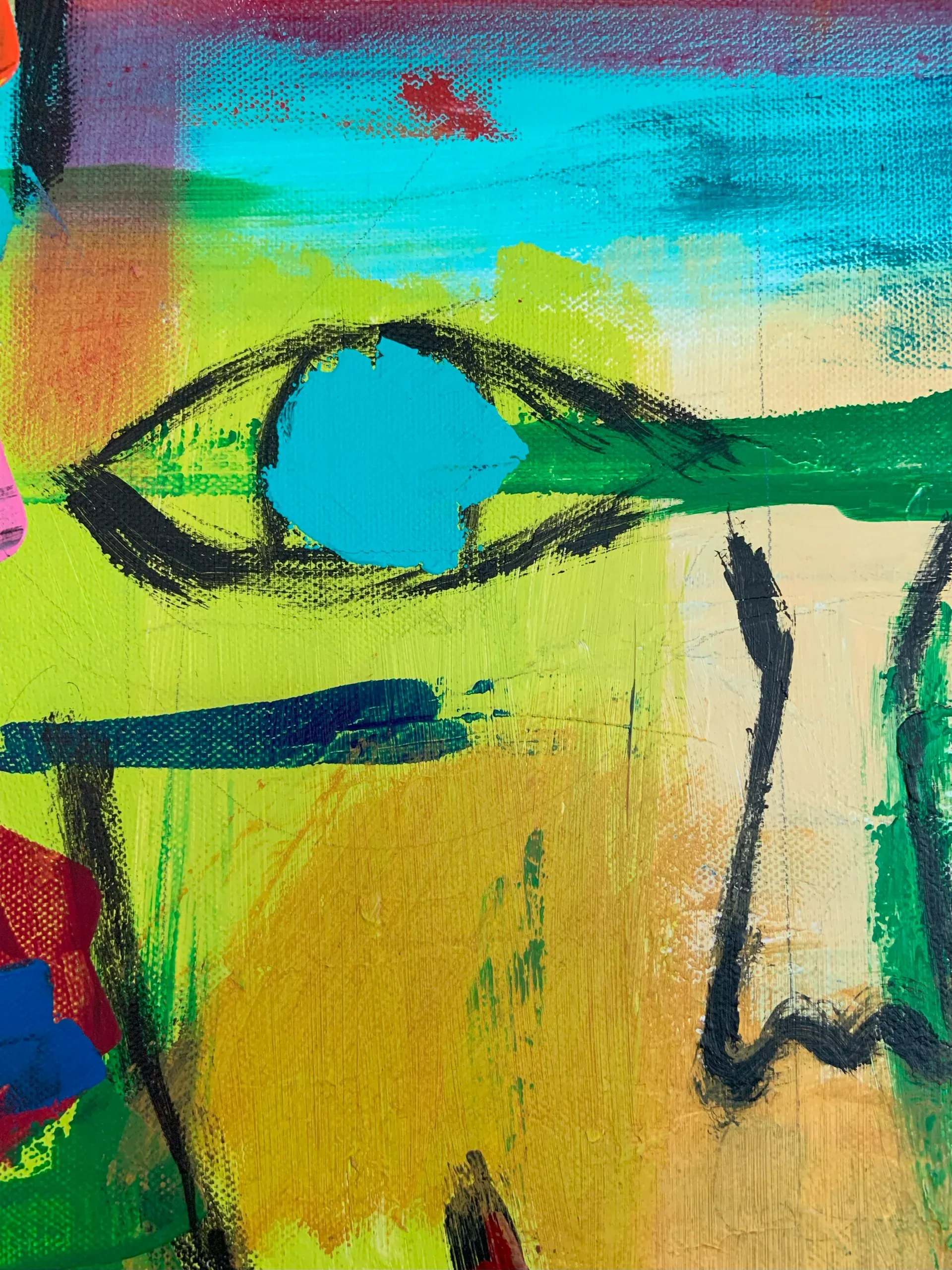 Fokus, Acryl auf Leinwand, 50 × 50 × 1.6 cm, Detailaufnahme