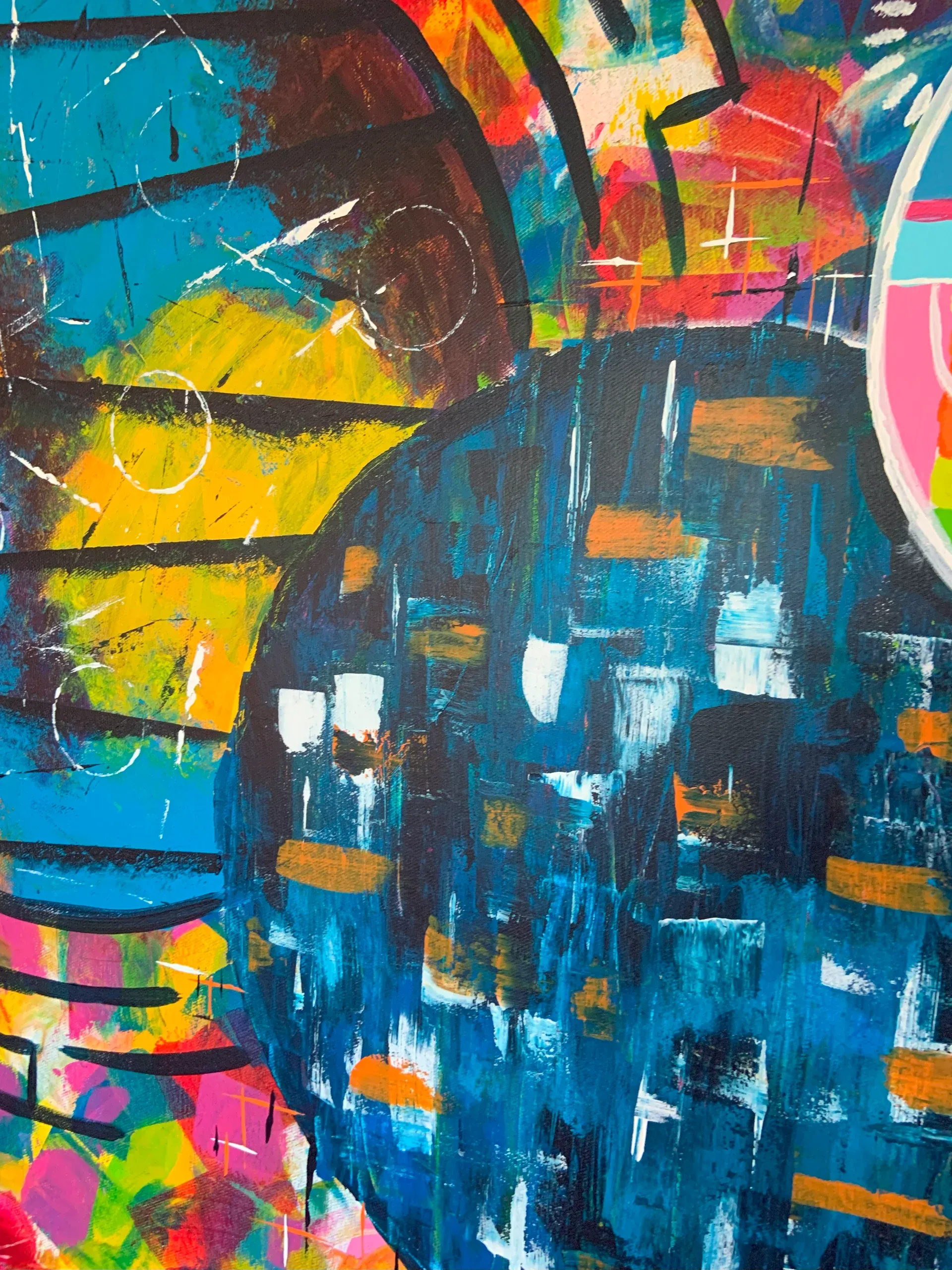 InterStella, Acryl auf Leinwand, 120 × 90 × 2.2 cm, Detailaufnahme