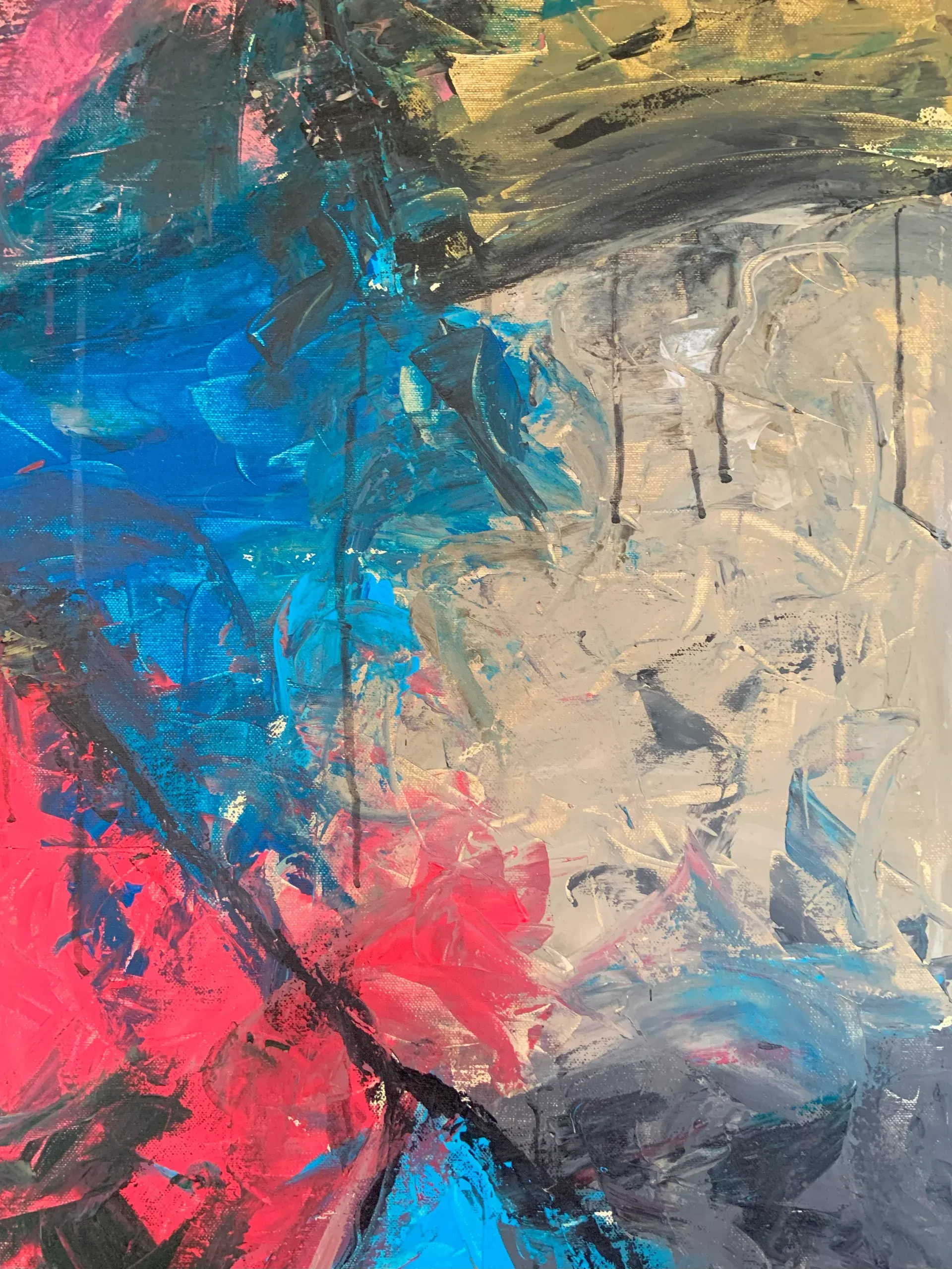 Unterwegs, Acryl auf Leinwand, 100 × 70 × 1.6 cm, Detailaufnahme