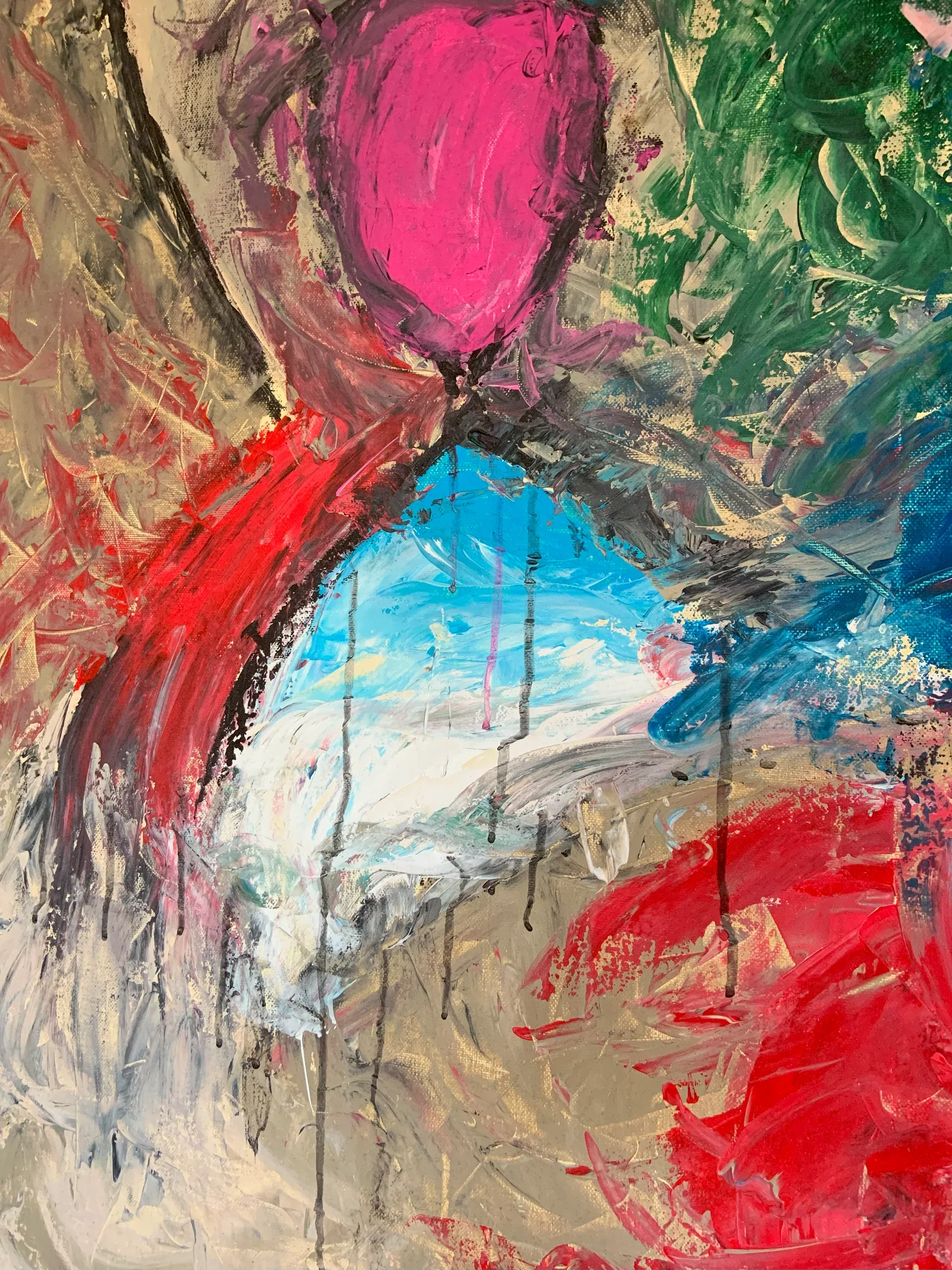 Unterwegs, Acryl auf Leinwand, 100 × 70 × 1.6 cm, Detailaufnahme
