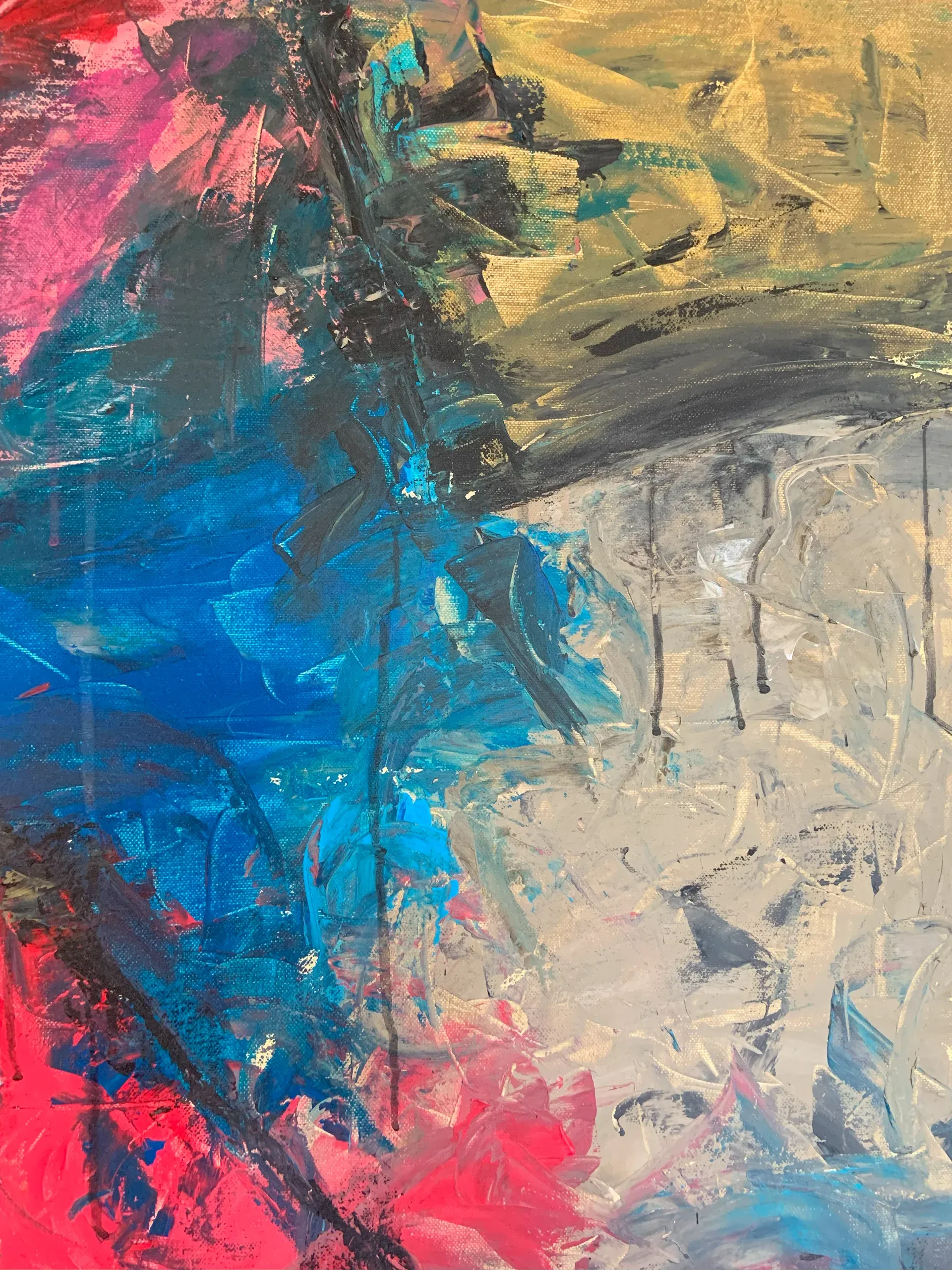 Unterwegs, Acryl auf Leinwand, 100 × 70 × 1.6 cm, Detailaufnahme
