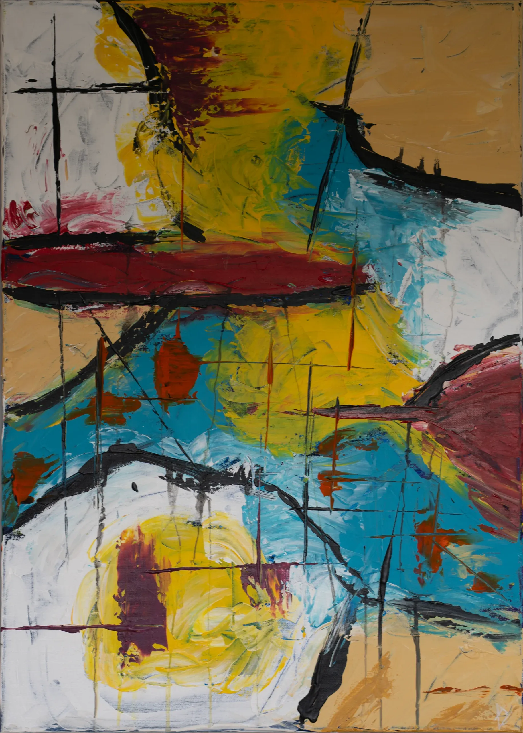 Kampf, Acryl auf Leinwand, 50 × 70 cm