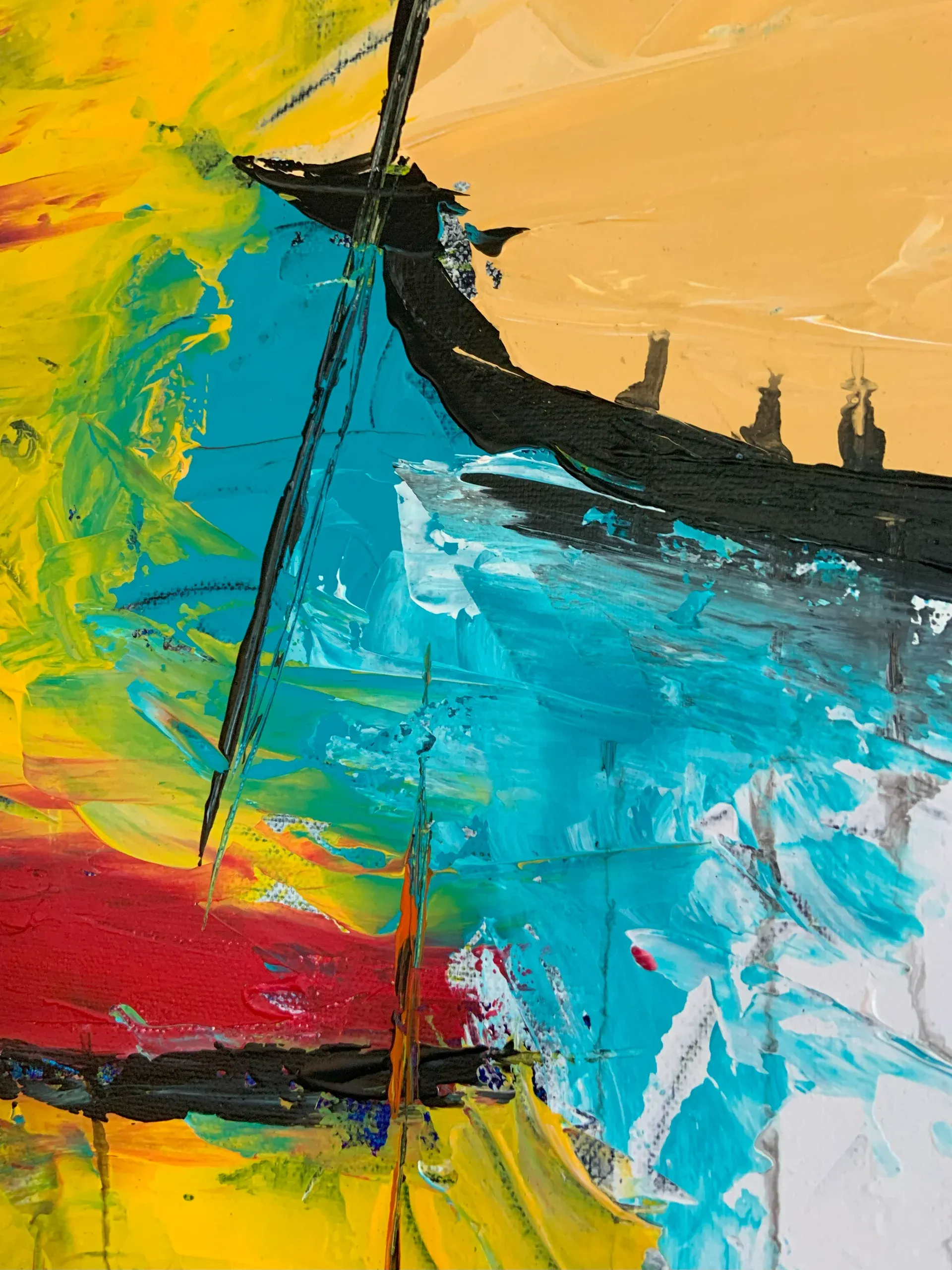 Kampf, Acryl auf Leinwand, 50 × 70 × 1.6 cm, Detailaufnahme